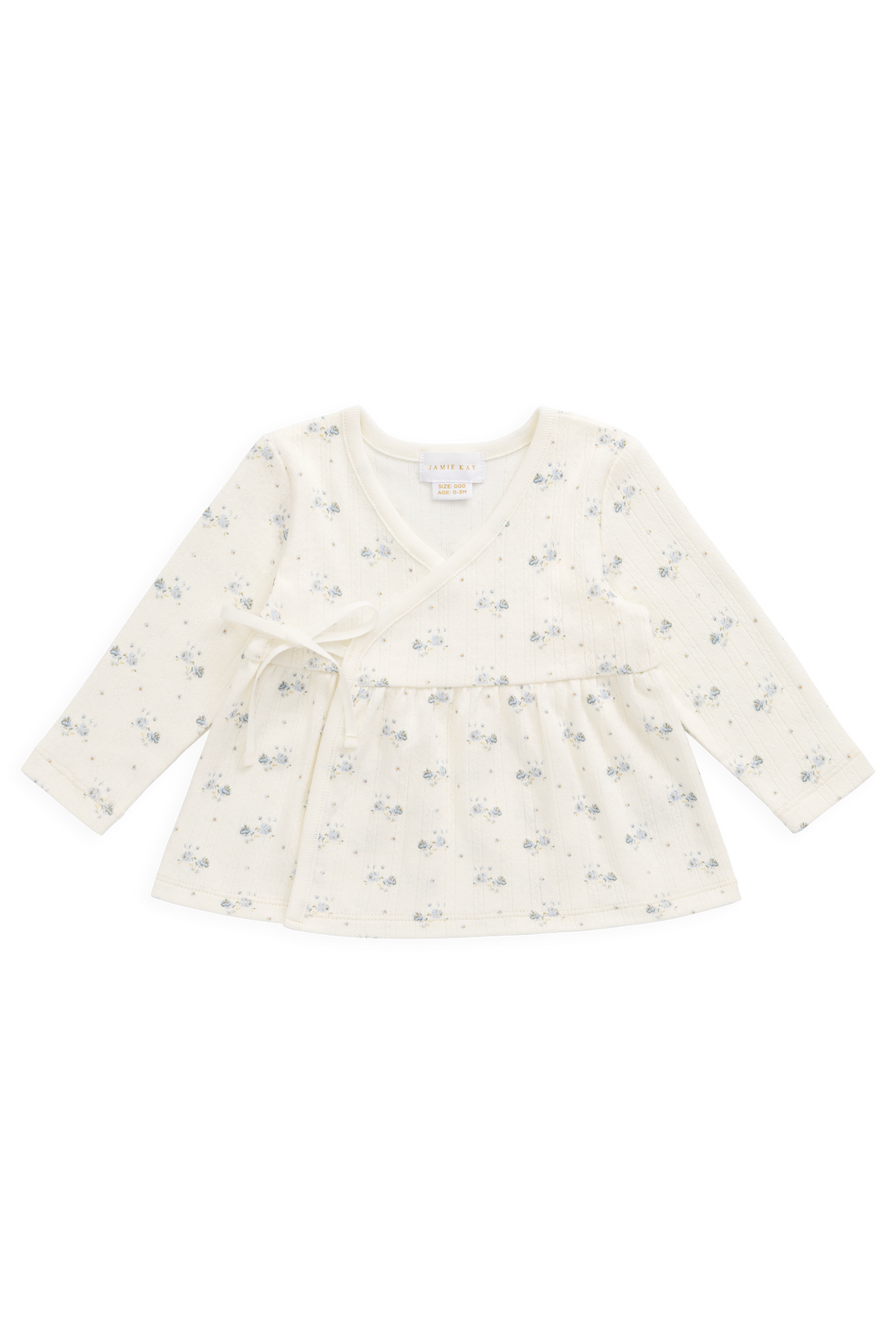 Organic Cotton Pointelle Clemence Wrap Top - Molly Blue Childrens Top from Jamie Kay Australia