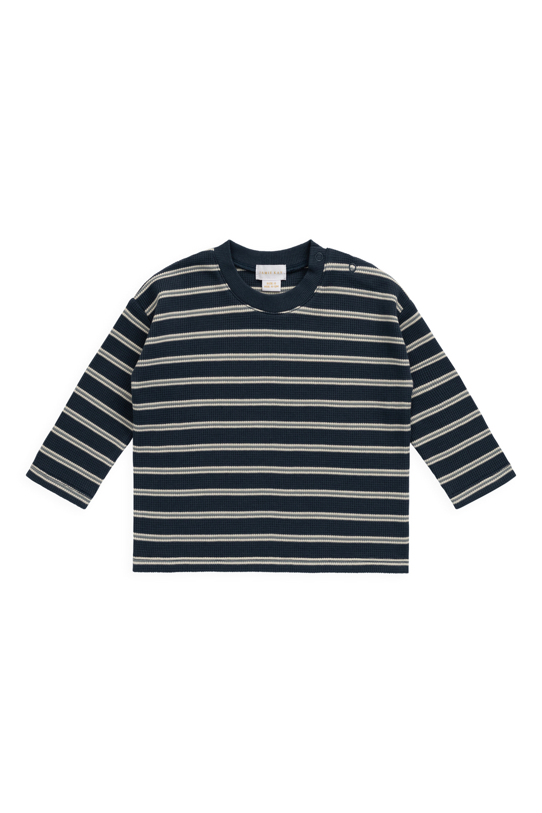 Organic Cotton Waffle Leith Long Sleeve Top - Dreamer Stripe Captain Childrens Top from Jamie Kay Australia
