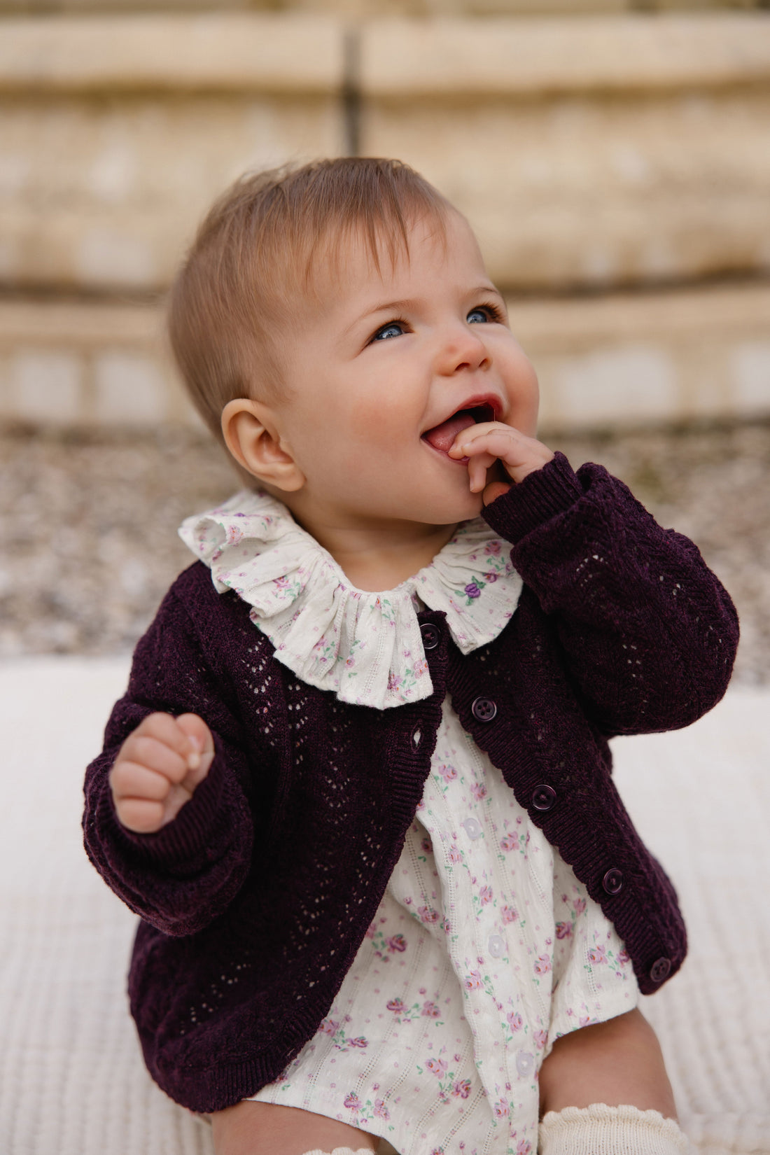 Maxine Knitted Cardigan - Blackcurrant Childrens Cardigan from Jamie Kay Australia