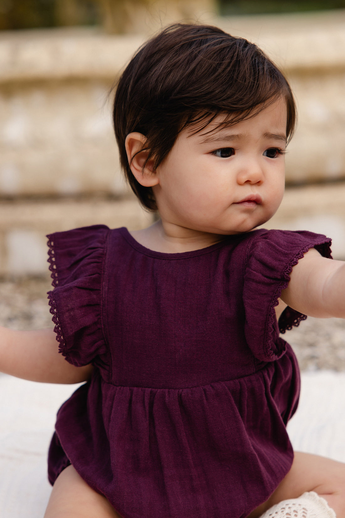 Organic Cotton Muslin Beatrice Playsuit - Fig Childrens Playsuit from Jamie Kay Australia