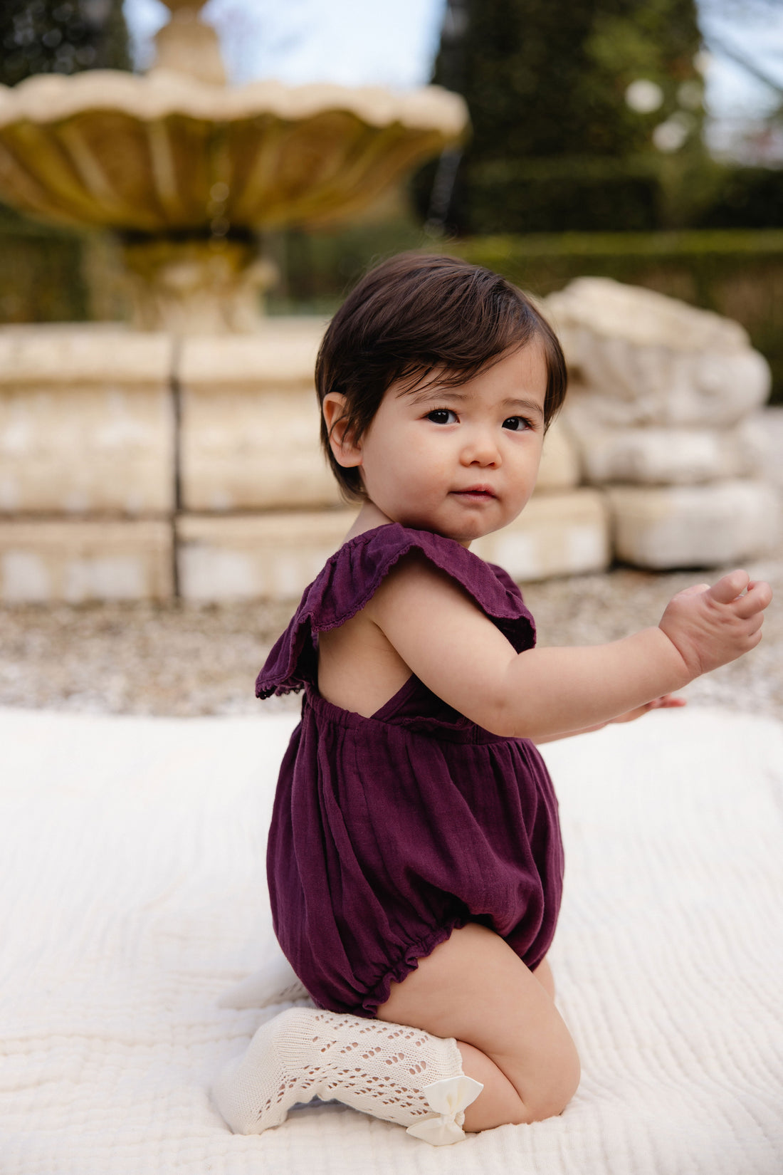 Organic Cotton Muslin Beatrice Playsuit - Fig Childrens Playsuit from Jamie Kay Australia