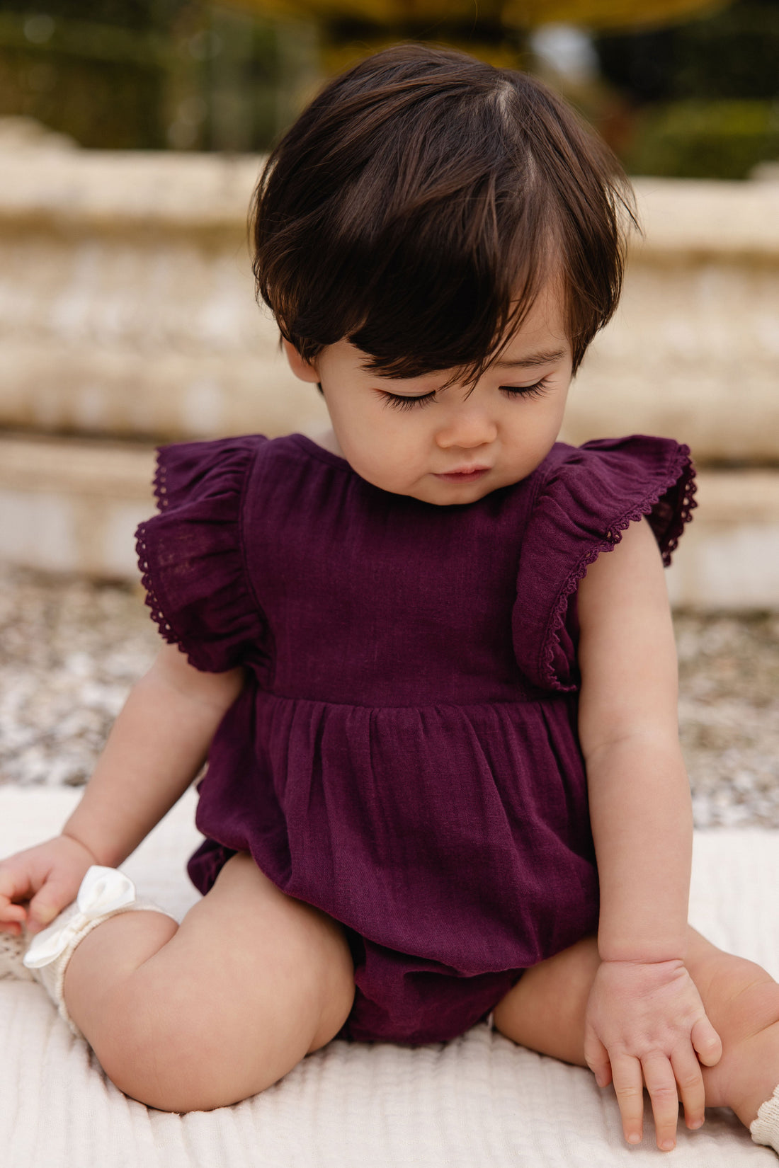 Organic Cotton Muslin Beatrice Playsuit - Fig Childrens Playsuit from Jamie Kay Australia