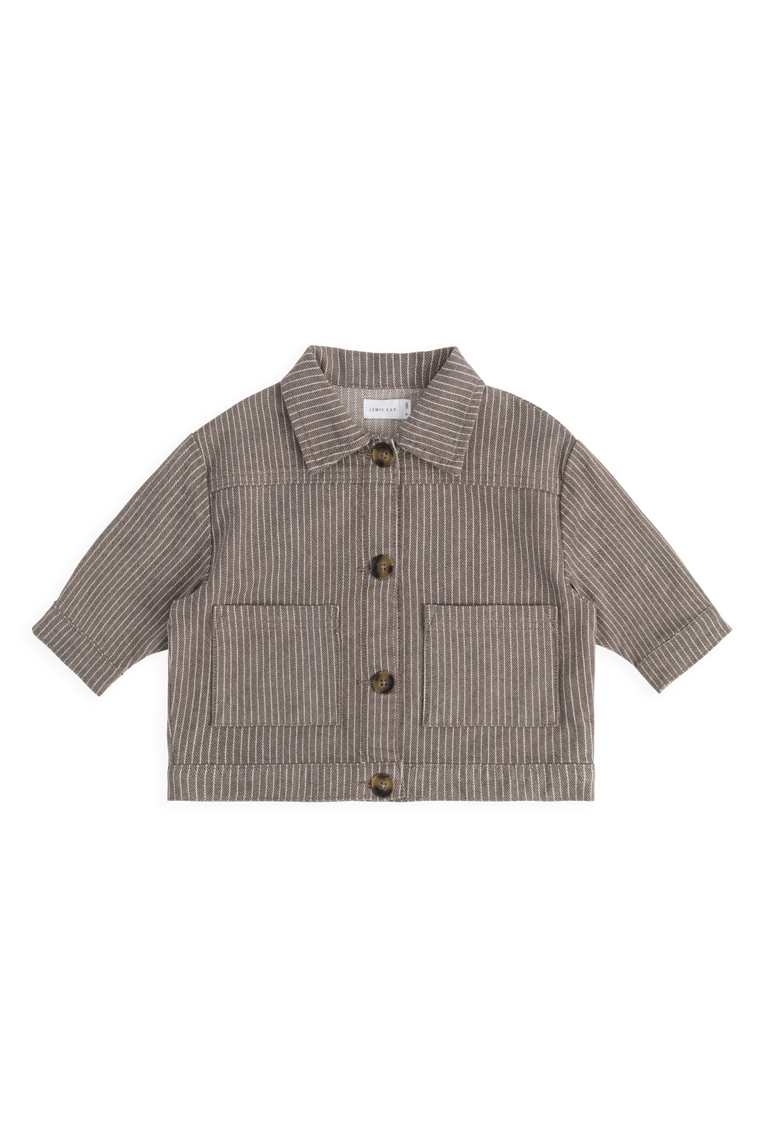Axel Jacket-Mini Pinstripe Cassava / Iroko Childrens Jacket from Jamie Kay Australia