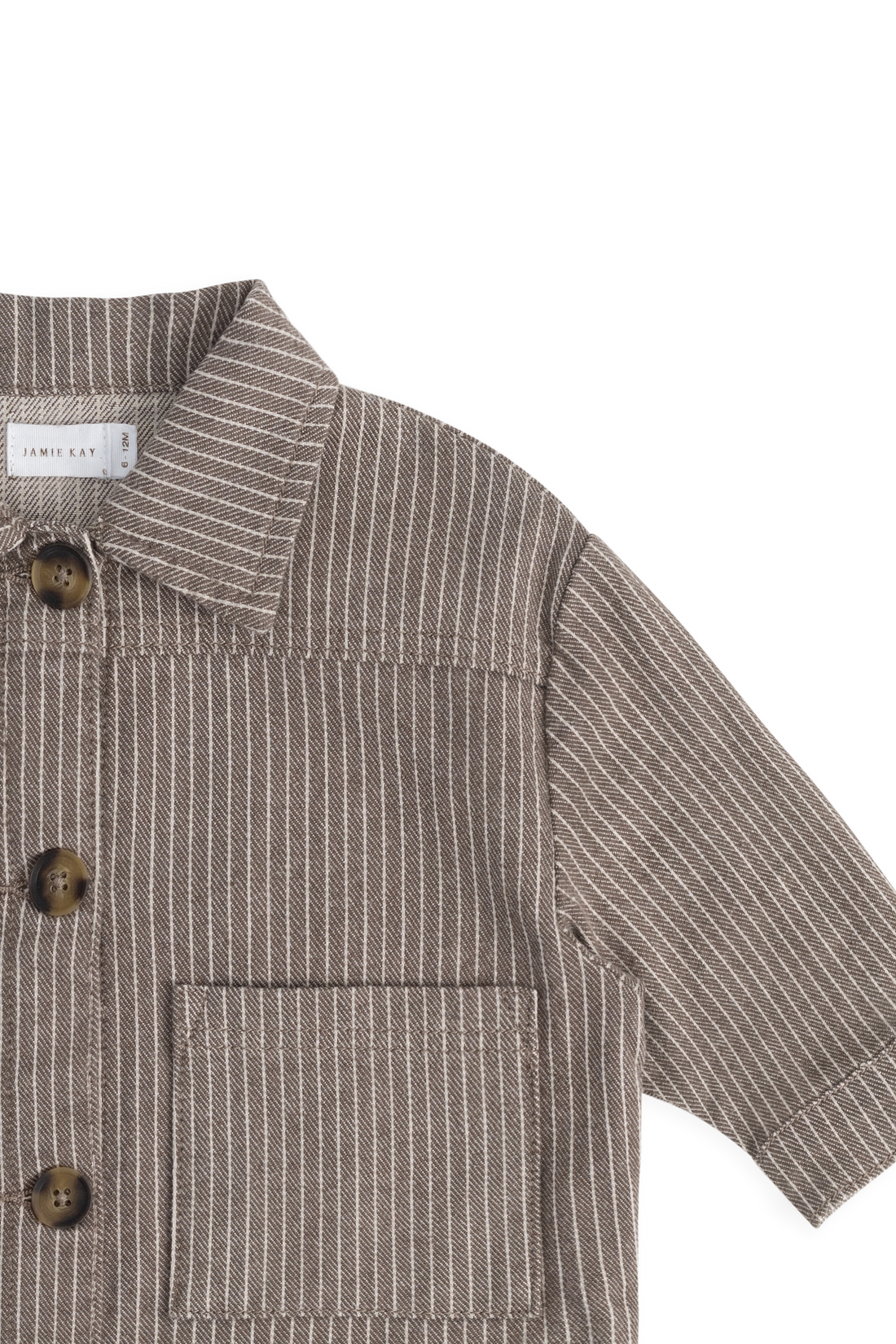 Axel Jacket-Mini Pinstripe Cassava / Iroko Childrens Jacket from Jamie Kay Australia