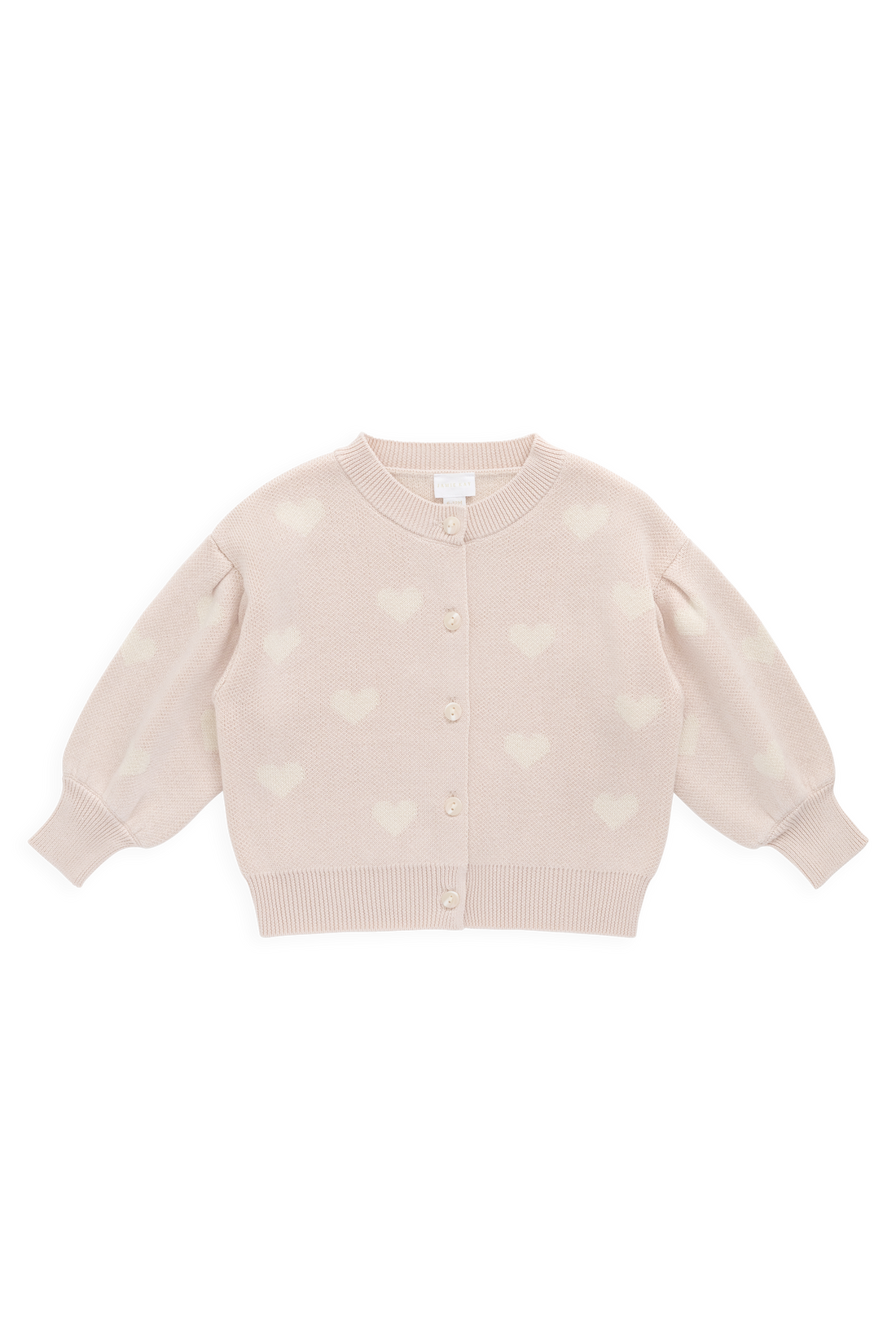 Kayla Cardigan - Kylie Heart Jacquard Morganite Childrens Cardigan from Jamie Kay Australia