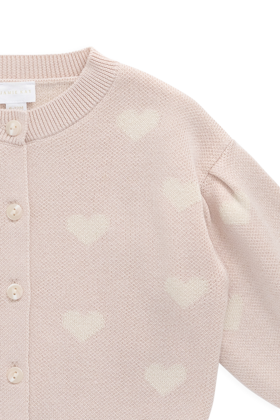 Kayla Cardigan - Kylie Heart Jacquard Morganite Childrens Cardigan from Jamie Kay Australia