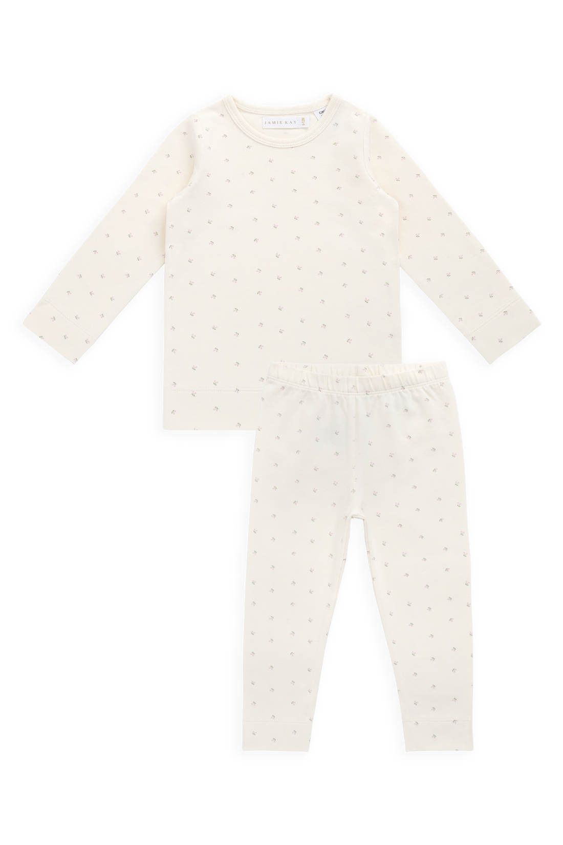 Organic Cotton Baker Long Sleeve Pyjama Set - Ditsy Cherries Childrens Pyjamas from Jamie Kay Australia