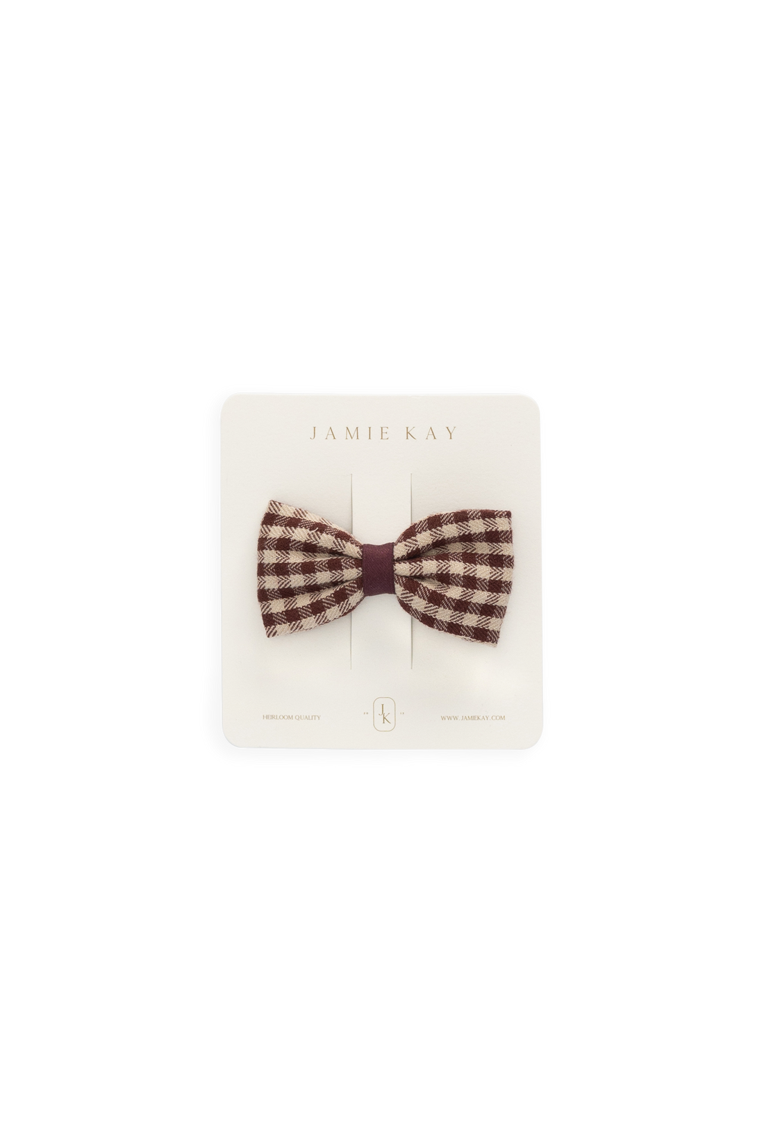 Organic Cotton Desiree Bow - Cinnamon Gingham Childrens Bow from Jamie Kay Australia