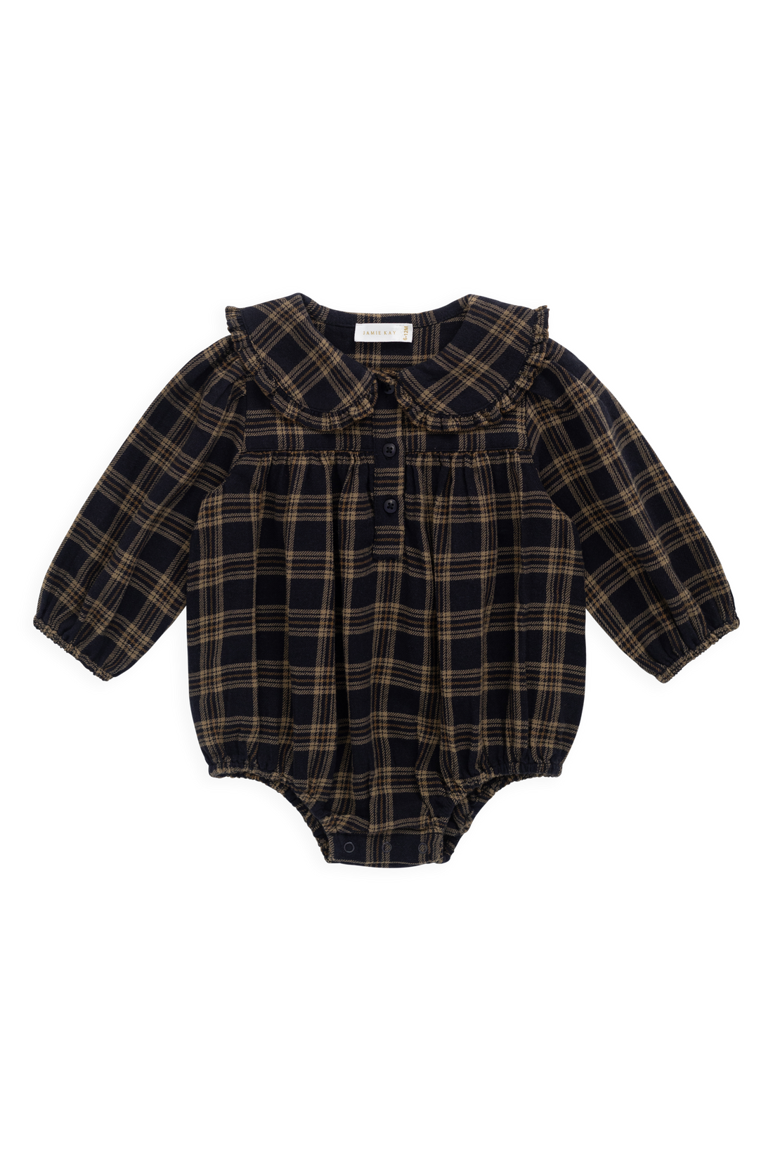 Organic Cotton Elowen Playsuit - Woodland Check Childrens Playsuit from Jamie Kay Australia