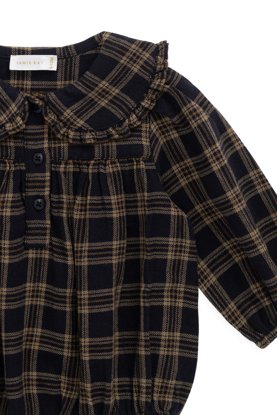 Organic Cotton Elowen Playsuit - Woodland Check Childrens Playsuit from Jamie Kay Australia