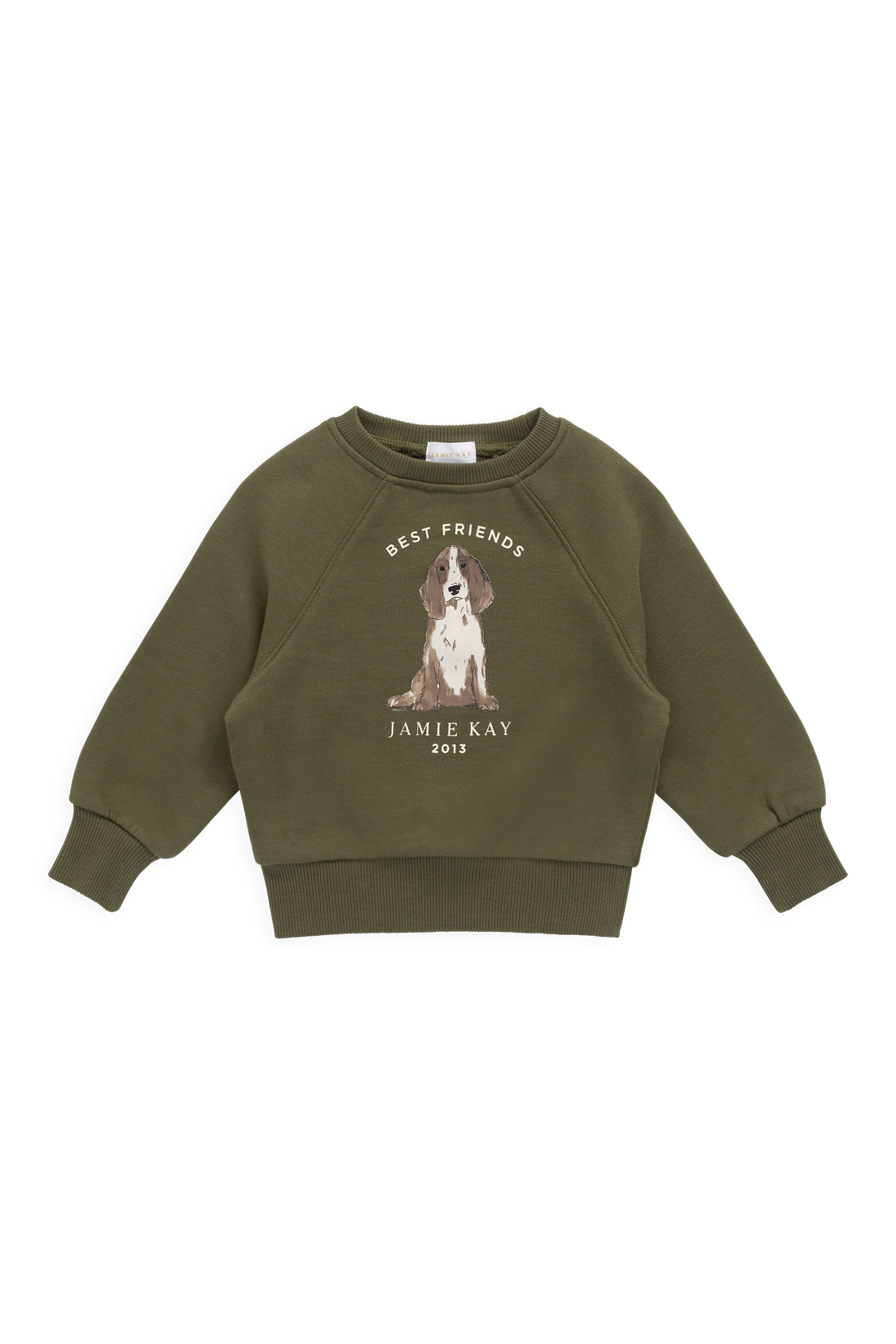 Organic Cotton Hayes Sweatshirt - Sicilian Olive Best Friends Childrens Sweatshirt from Jamie Kay Australia