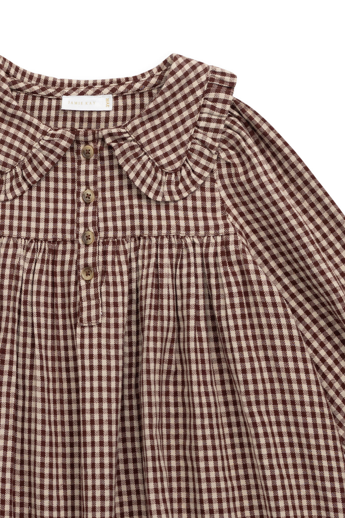 Organic Cotton Ira Dress - Cinnamon Gingham Childrens Dress from Jamie Kay Australia