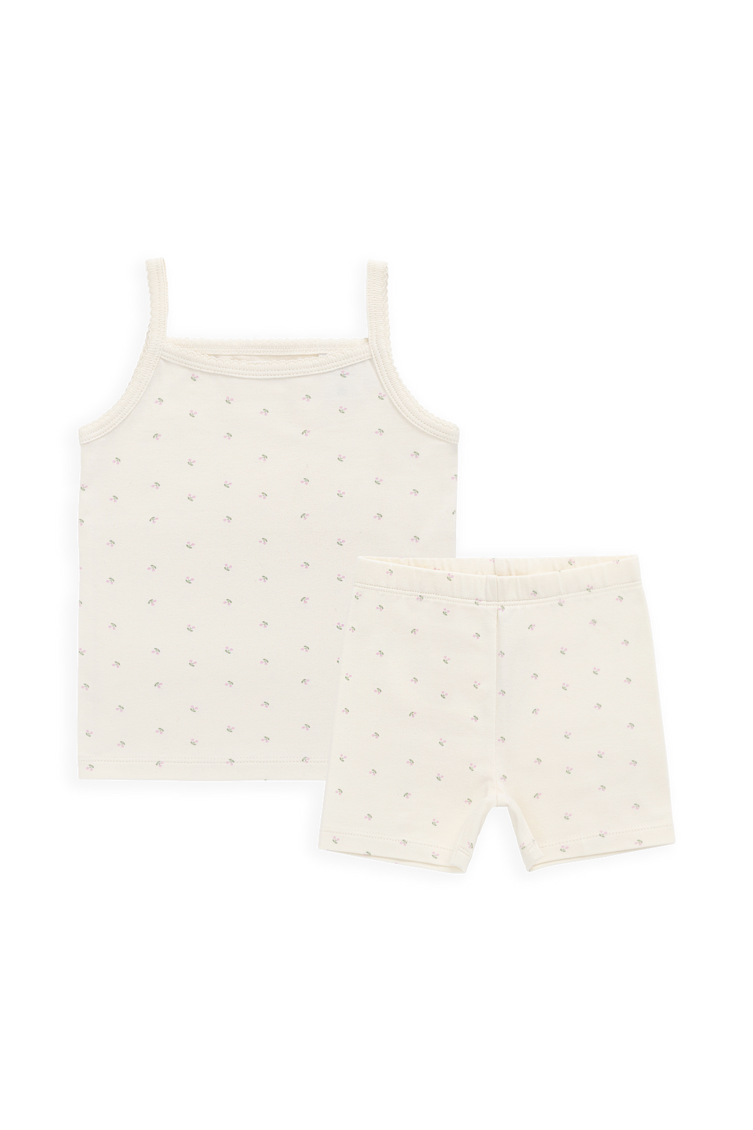 Organic Cotton Jolie Singlet Pyjama Set - Ditsy Cherries Childrens Pyjamas from Jamie Kay Australia
