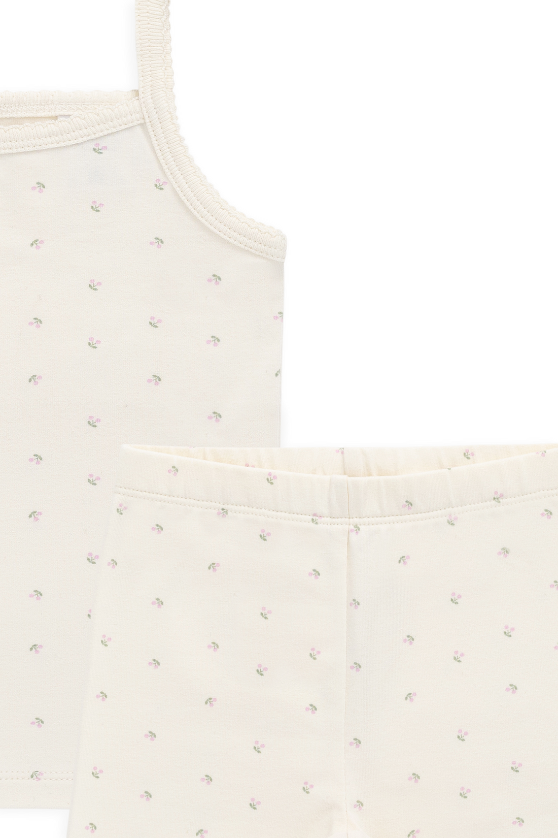 Organic Cotton Jolie Singlet Pyjama Set - Ditsy Cherries Childrens Pyjamas from Jamie Kay Australia