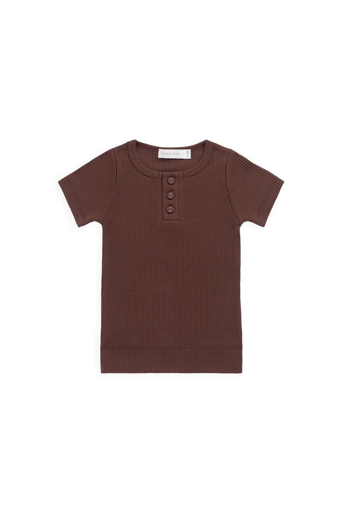 Organic Cotton Modal Henley Tee - Burnt Cinnamon Childrens Top from Jamie Kay Australia