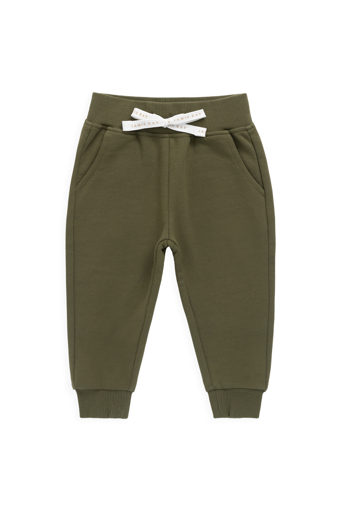 Organic Cotton Nash Track Pant - Sicilian Olive Childrens Pant from Jamie Kay Australia
