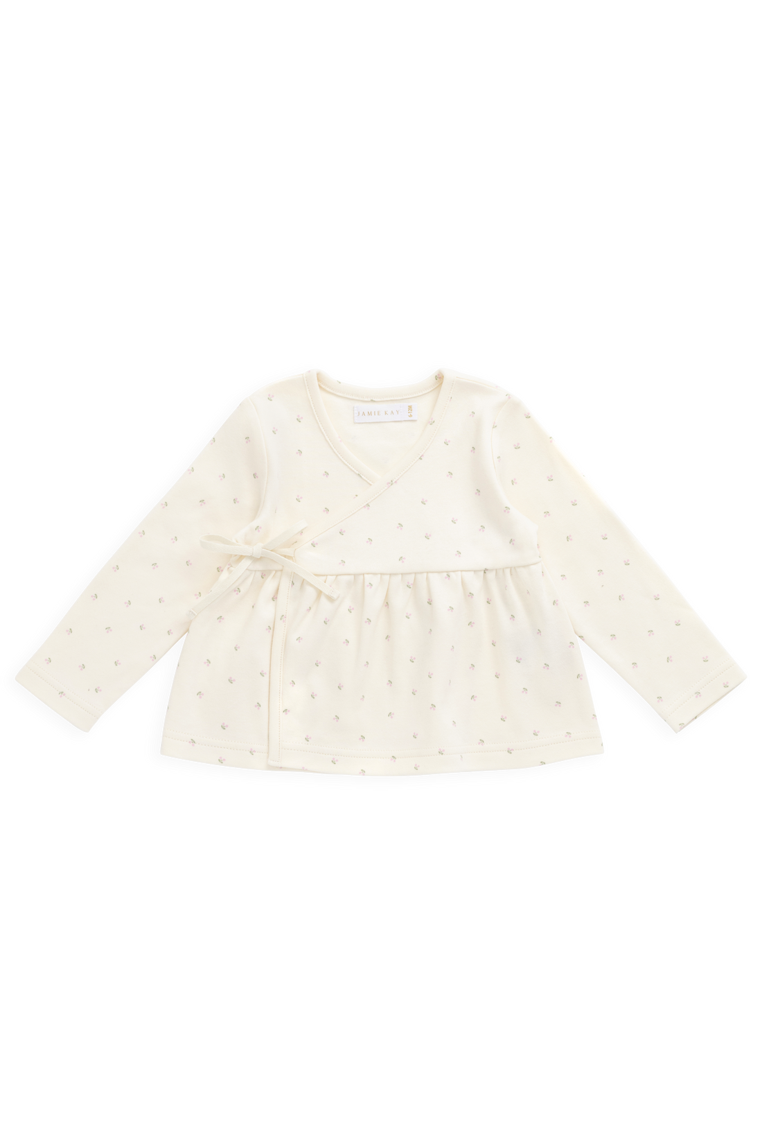 Organic Cotton Petal Wrap Top - Ditsy Cherries Childrens Top from Jamie Kay Australia