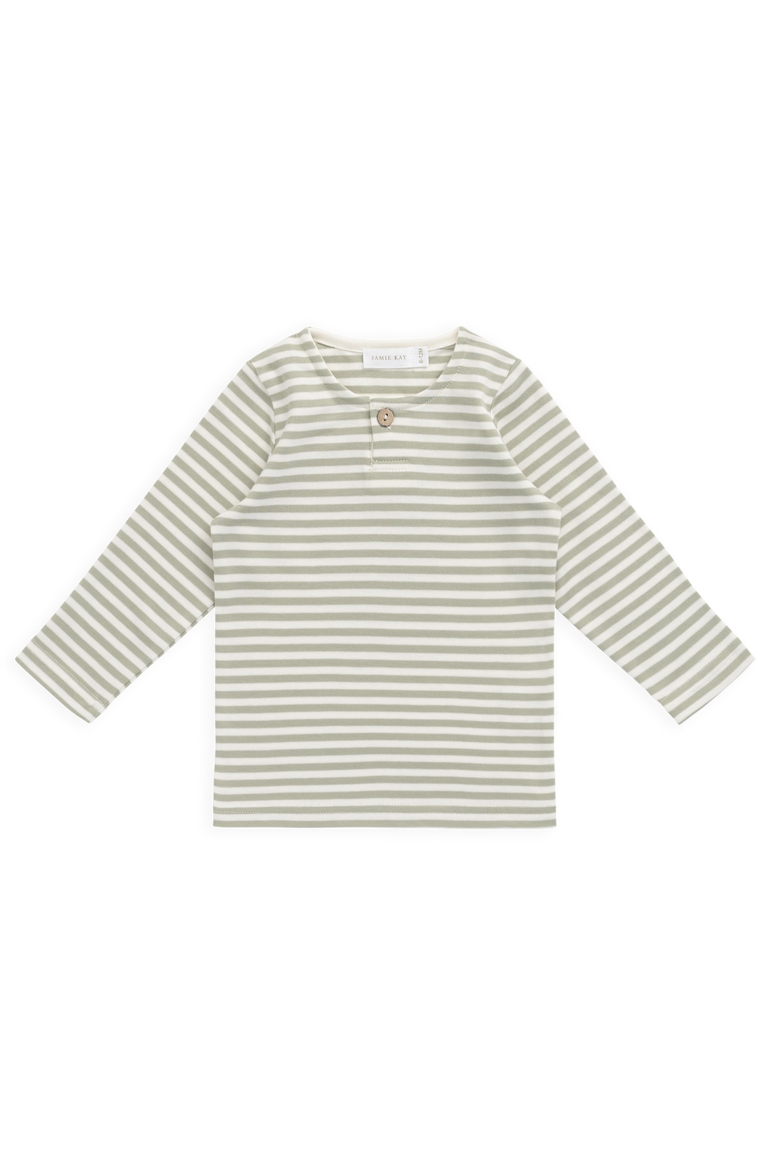 Pima Cotton Shae Top - Narrow Stripe Lichen / Cloud Childrens Top from Jamie Kay Australia
