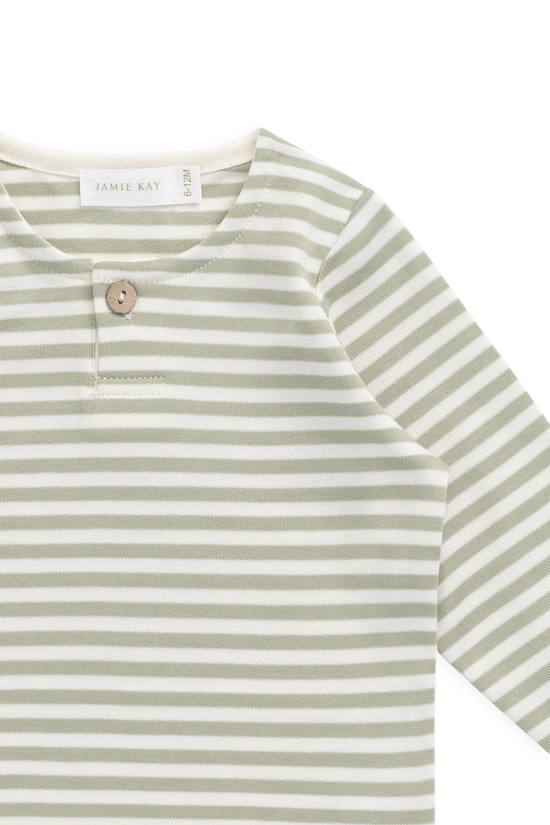 Pima Cotton Shae Top - Narrow Stripe Lichen / Cloud Childrens Top from Jamie Kay Australia