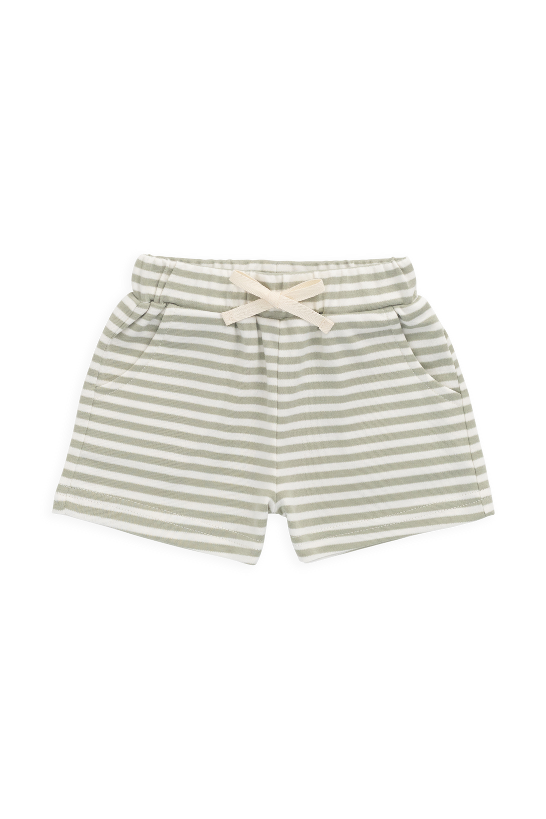 Pima Cotton Wesley Short - Narrow Stripe Lichen / Cloud Childrens Short from Jamie Kay Australia