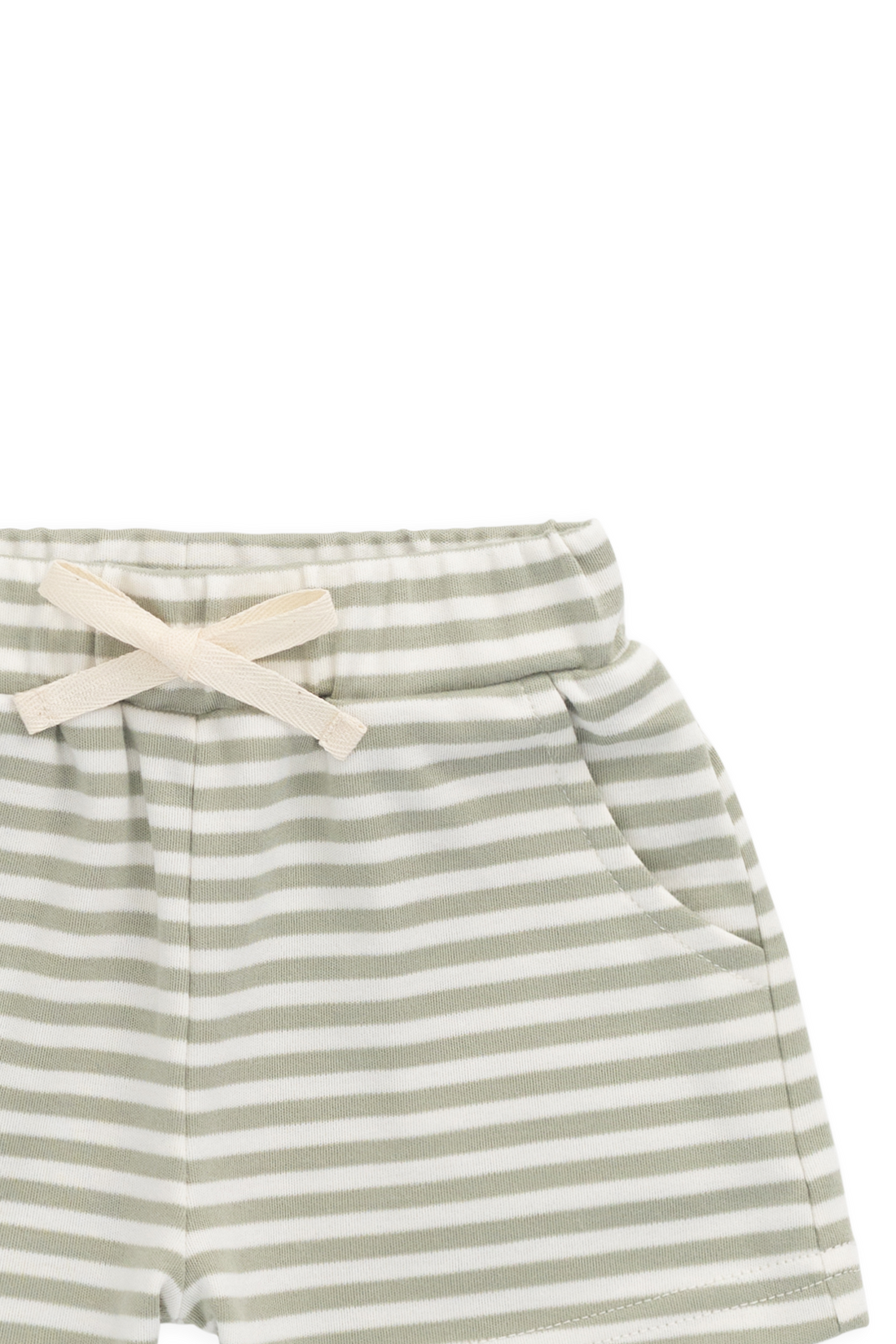 Pima Cotton Wesley Short - Narrow Stripe Lichen / Cloud Childrens Short from Jamie Kay Australia