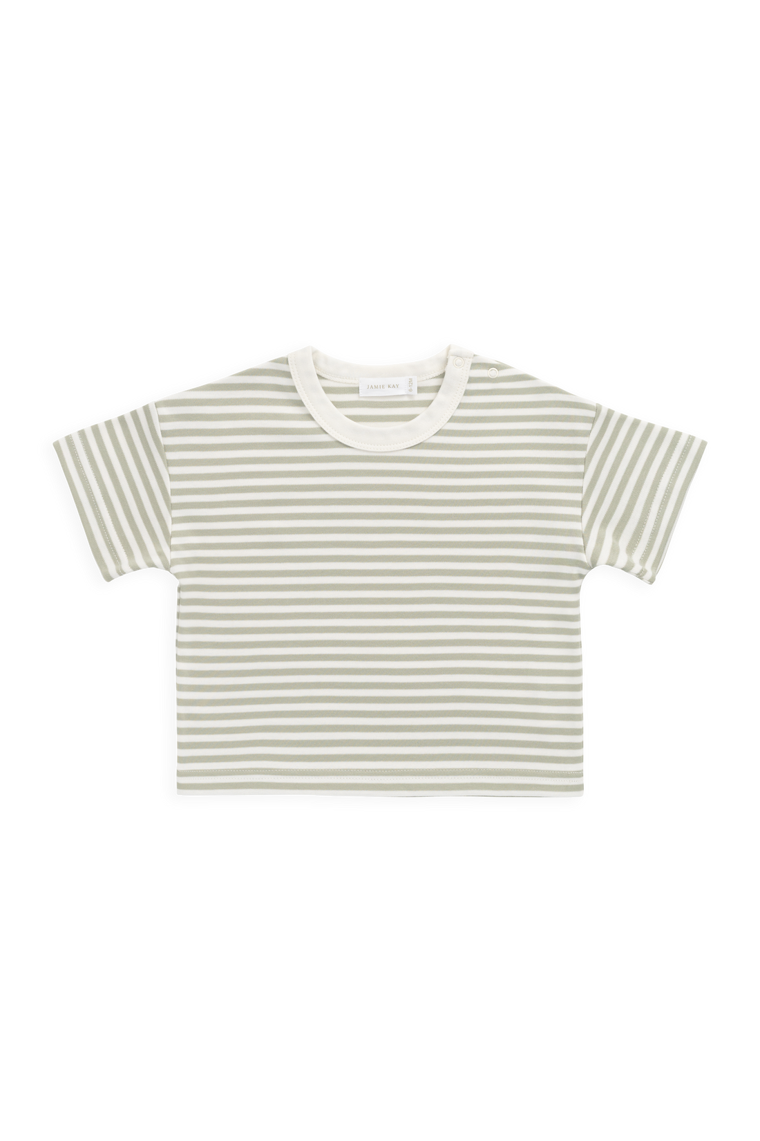 Pima Cotton Wesley Tee - Narrow Stripe Lichen / Cloud Childrens Top from Jamie Kay Australia