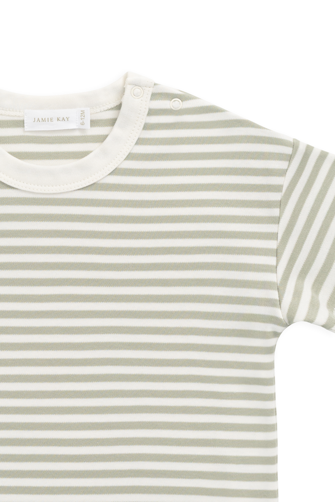 Pima Cotton Wesley Tee - Narrow Stripe Lichen / Cloud Childrens Top from Jamie Kay Australia