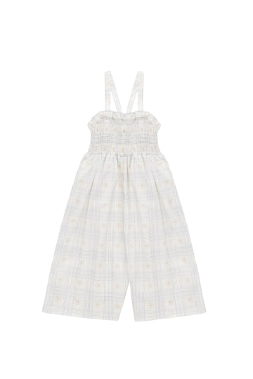 Organic Cotton Arabella Jumpsuit - Marguerite Egret Childrens Jumpsuit from Jamie Kay Australia