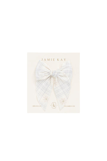 Organic Cotton Volie Bow - Marguerite Egret Childrens Bow from Jamie Kay Australia