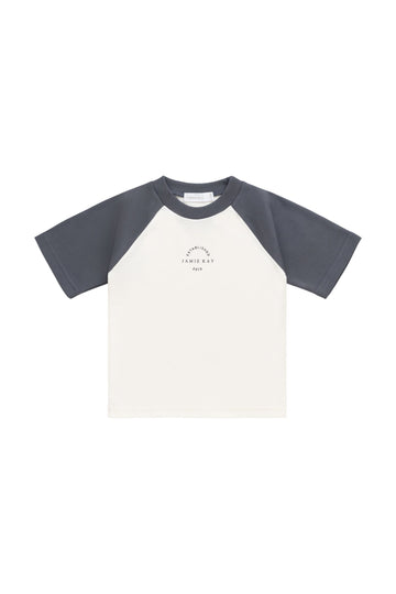 Pima Cotton Dax Tee - Tofu/Atlantic JK Established Childrens Top from Jamie Kay Australia