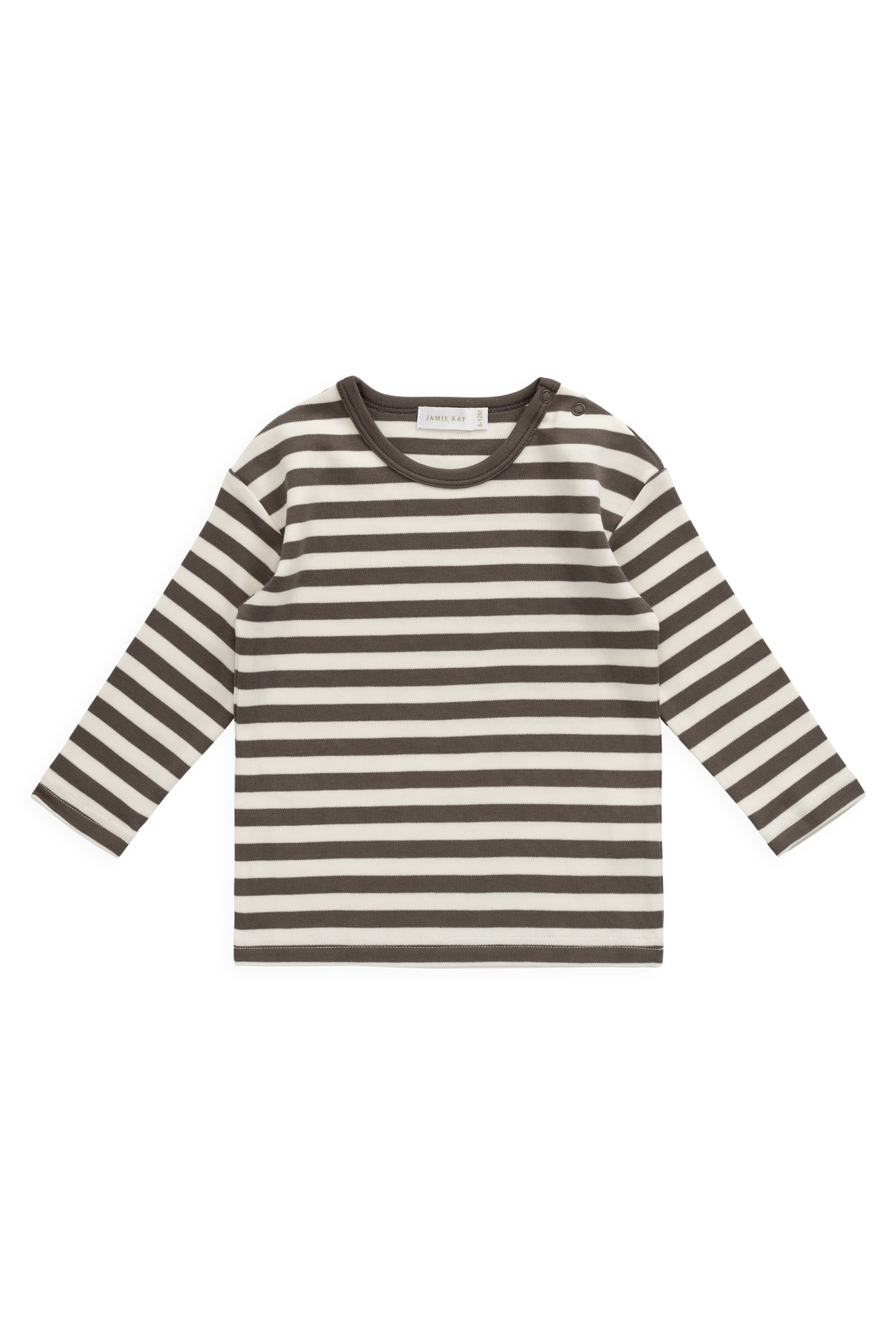 Pima Cotton Arnold Long Sleeve Top - Essential Stripe Raku/Cloud Childrens Top from Jamie Kay Australia