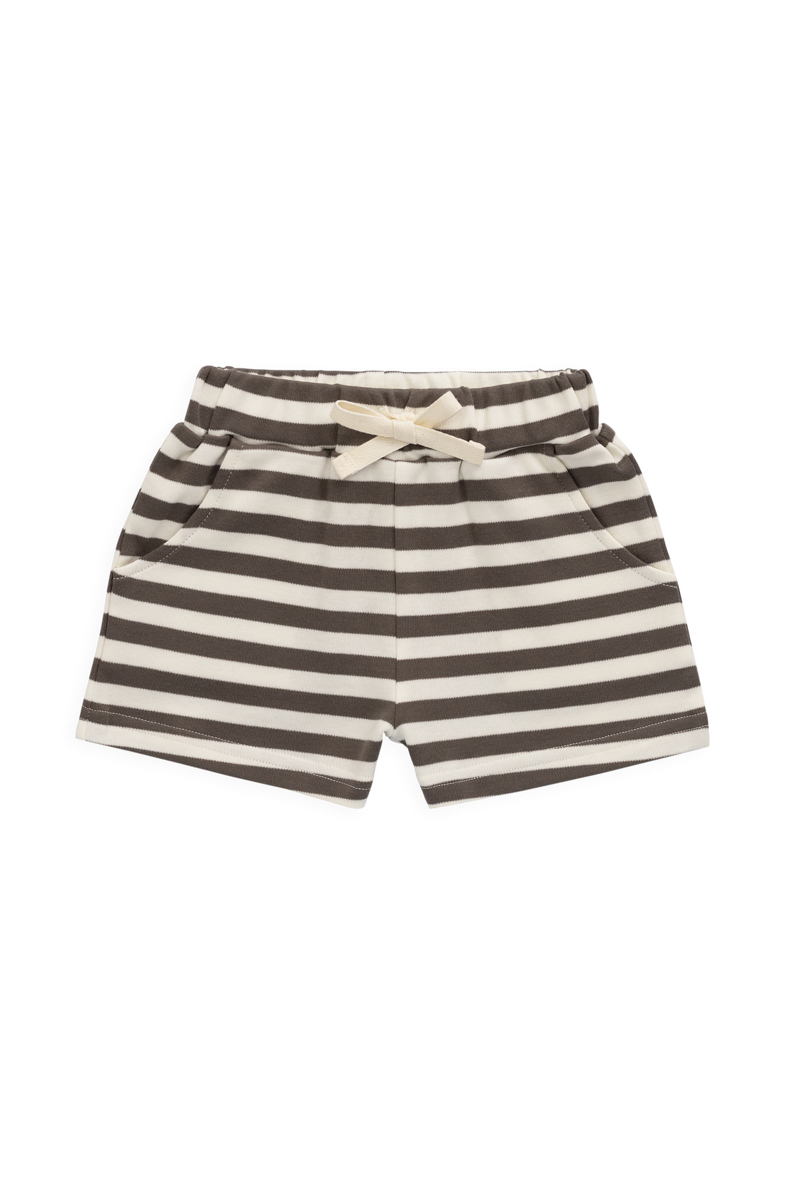 Pima Cotton Wesley Short - Essential Stripe Raku/Cloud Childrens Shorts from Jamie Kay Australia