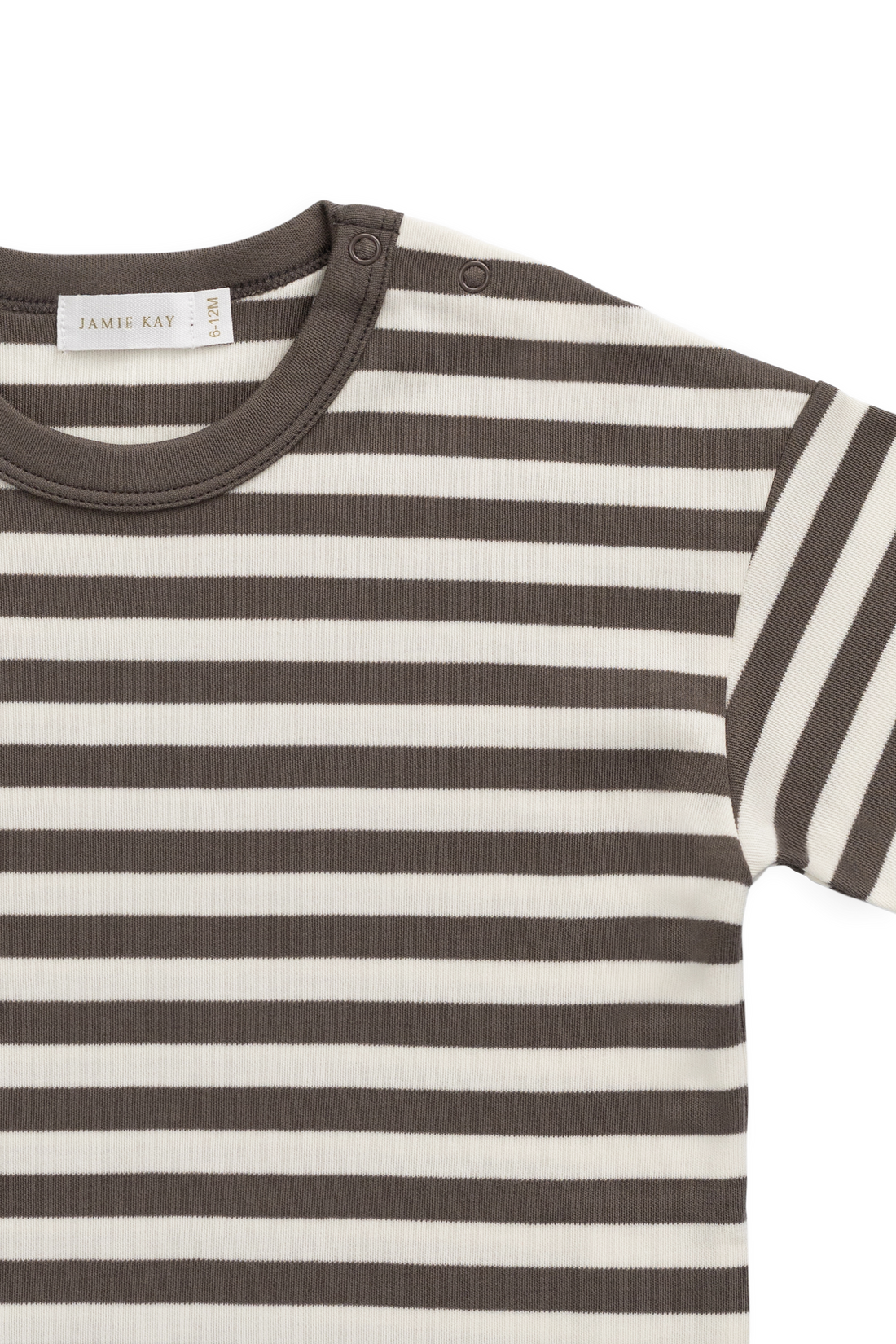 Pima Cotton Wesley Tee - Essential Stripe Raku/Cloud Childrens Top from Jamie Kay Australia