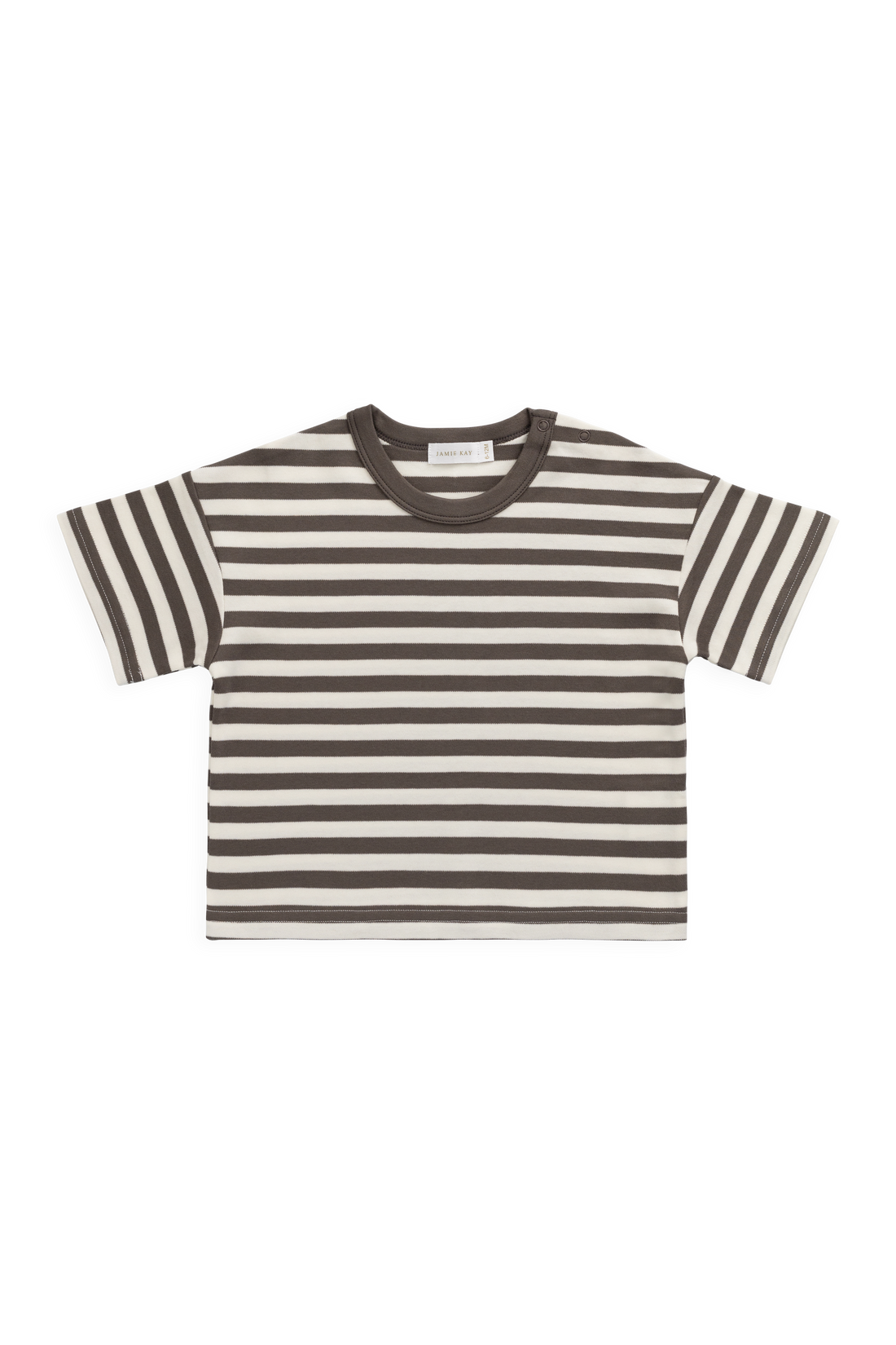Pima Cotton Wesley Tee - Essential Stripe Raku/Cloud Childrens Top from Jamie Kay Australia
