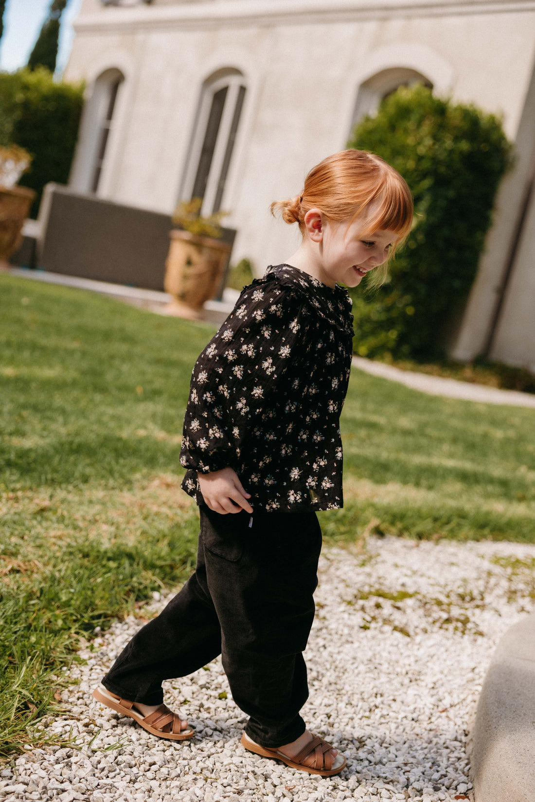 Organic Cotton Caroline Blouse - Cassie Caviar Childrens Top from Jamie Kay Australia