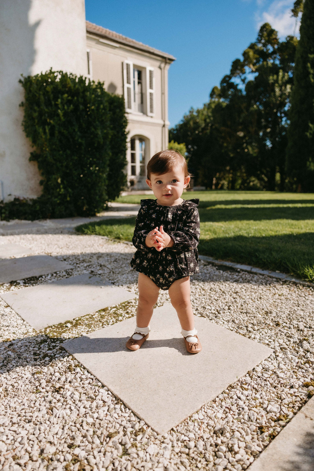 Organic Cotton Caroline Playsuit - Cassie Caviar Childrens Playsuit from Jamie Kay Australia