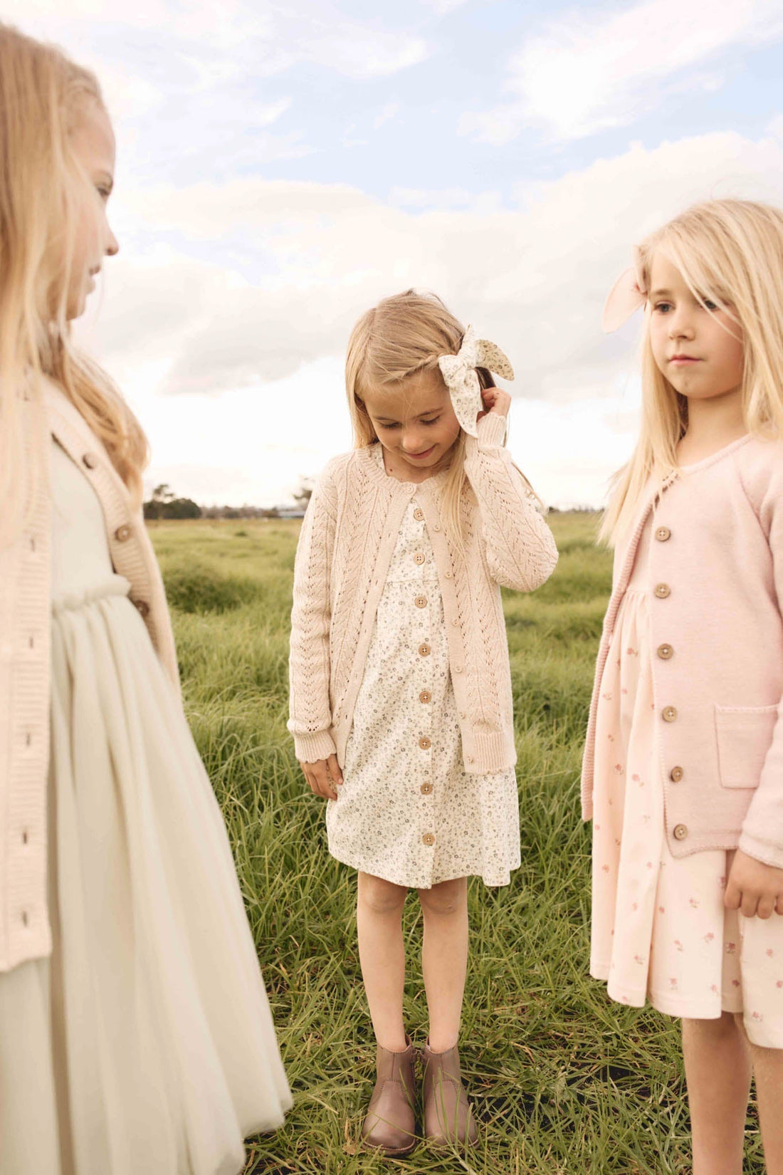 Organic Cotton Poppy Dress - Dainty Egret Blues Childrens Dress from Jamie Kay Australia