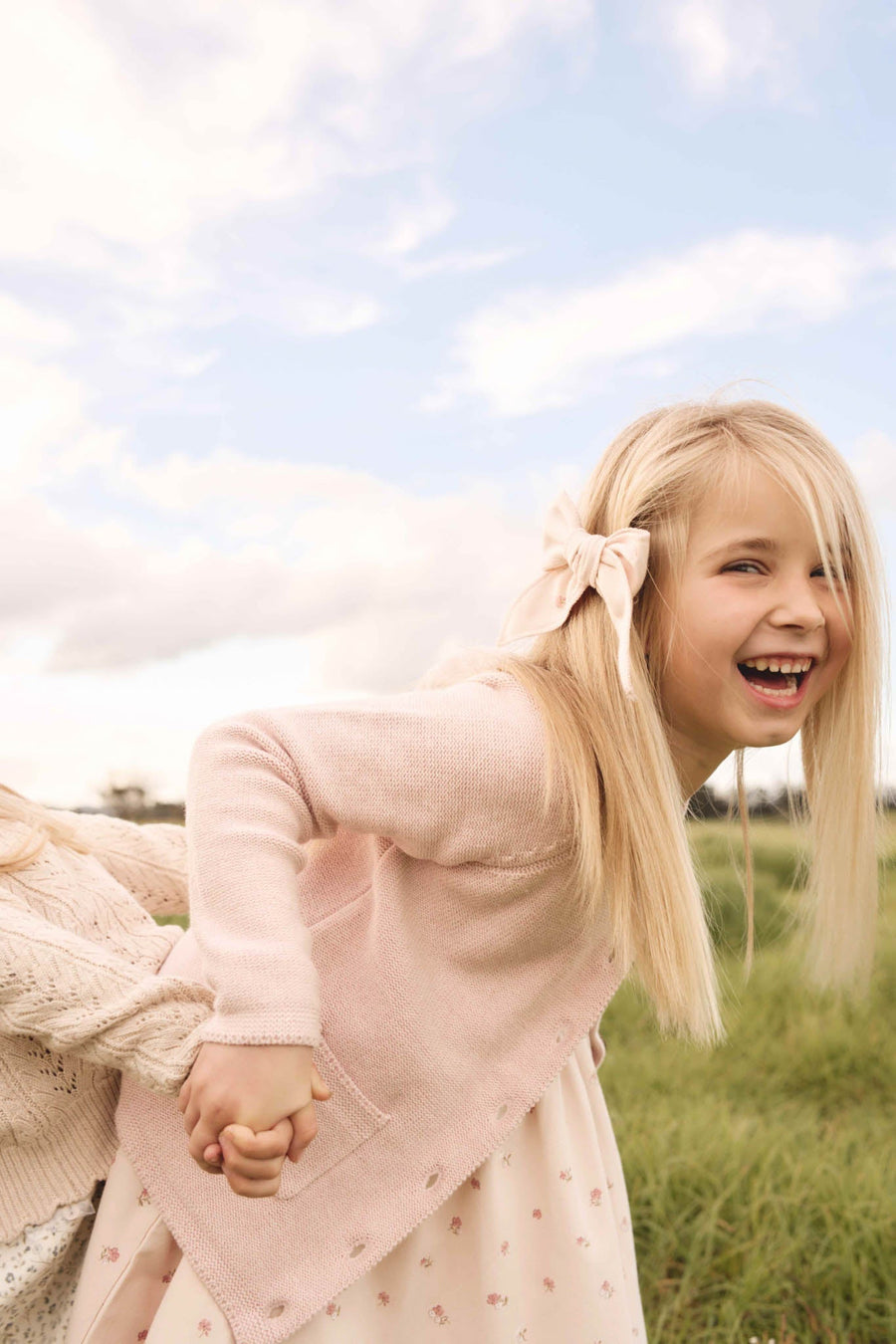 Organic Cotton Bow - Meredith Morganite Childrens Hair Bow from Jamie Kay Australia