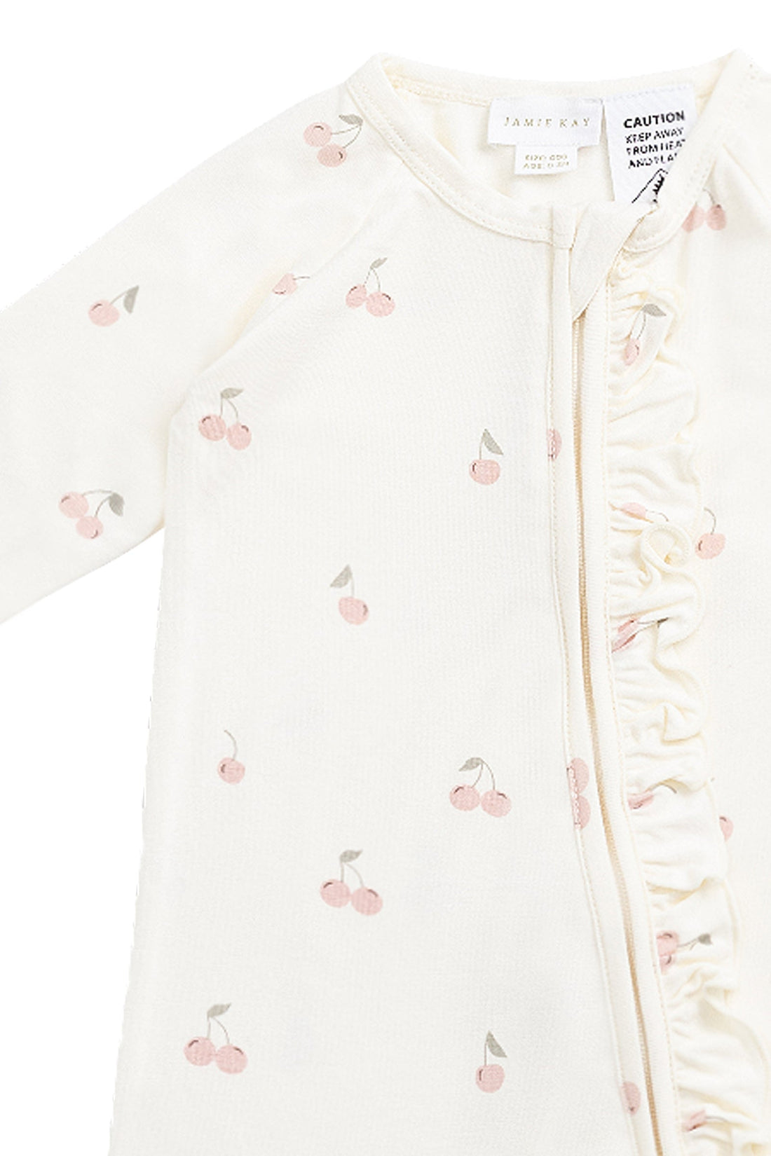 Bamboo Melanie Onepiece - Cherry Love Parchment Childrens Pyjama from Jamie Kay Australia