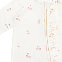 Bamboo Melanie Onepiece - Cherry Love Parchment Childrens Pyjama from Jamie Kay Australia