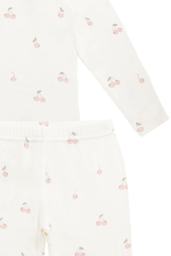 Bamboo Farley Long Sleeve Pyjama Set - Cherry Love Parchment Childrens Pyjama from Jamie Kay Australia