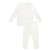 Bamboo Farley Long Sleeve Pyjama Set - Cherry Love Parchment Childrens Pyjama from Jamie Kay Australia