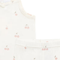 Bamboo Farley Singlet Pyjama Set - Cherry Love Parchment Childrens Pyjama from Jamie Kay Australia