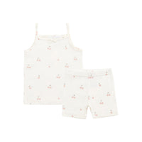 Bamboo Farley Singlet Pyjama Set - Cherry Love Parchment Childrens Pyjama from Jamie Kay Australia