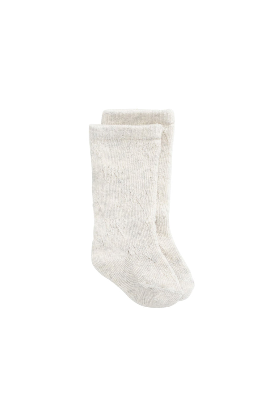 Bow Pointelle Knee High Sock - Light Oatmeal Marle Childrens Socks from Jamie Kay Australia