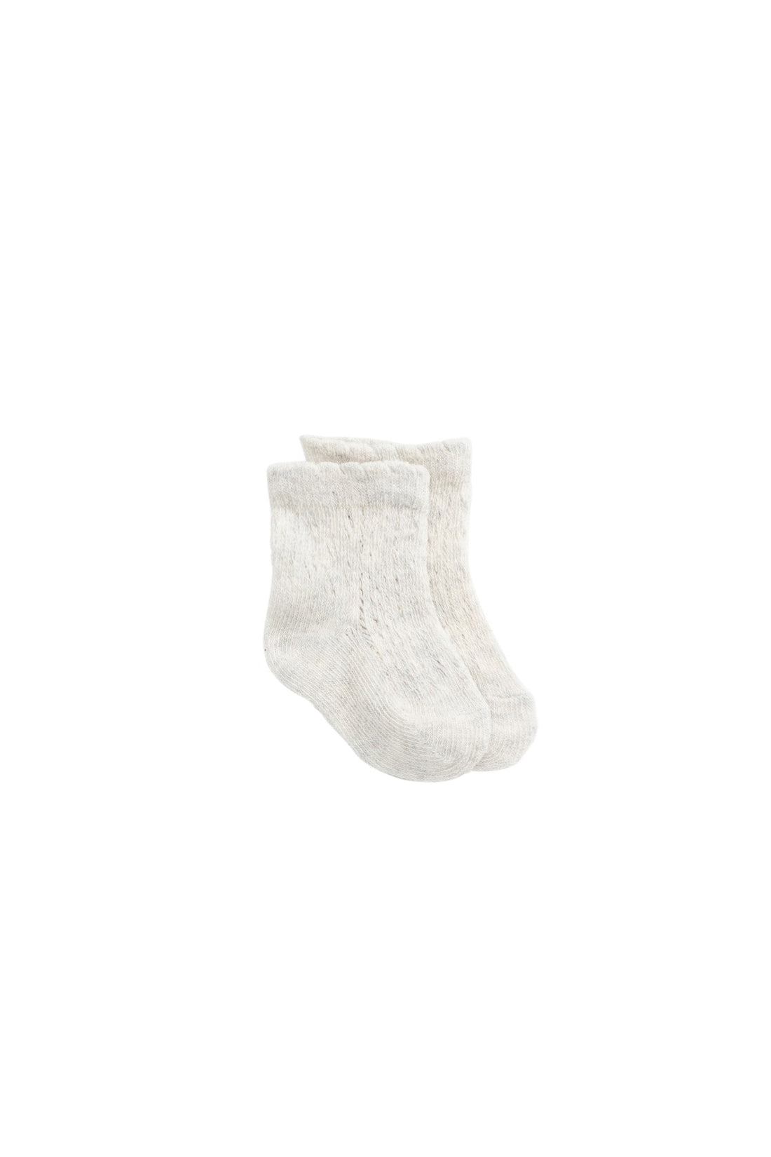 Emily Pointelle Ankle Sock - Light Oatmeal Marle Childrens Sock from Jamie Kay Australia