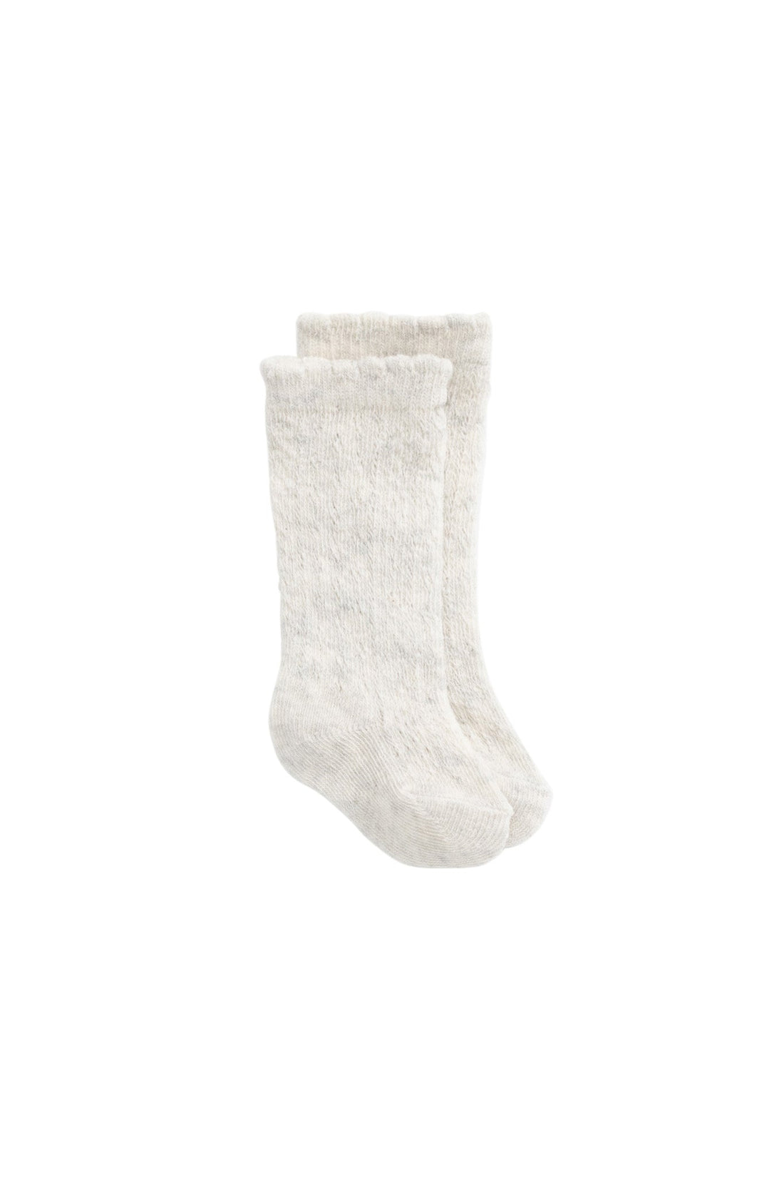 Emily Pointelle Knee High Sock - Light Oatmeal Marle Childrens Socks from Jamie Kay Australia