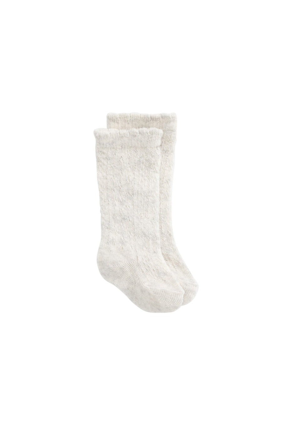 Emily Pointelle Knee High Sock - Light Oatmeal Marle Childrens Socks from Jamie Kay Australia