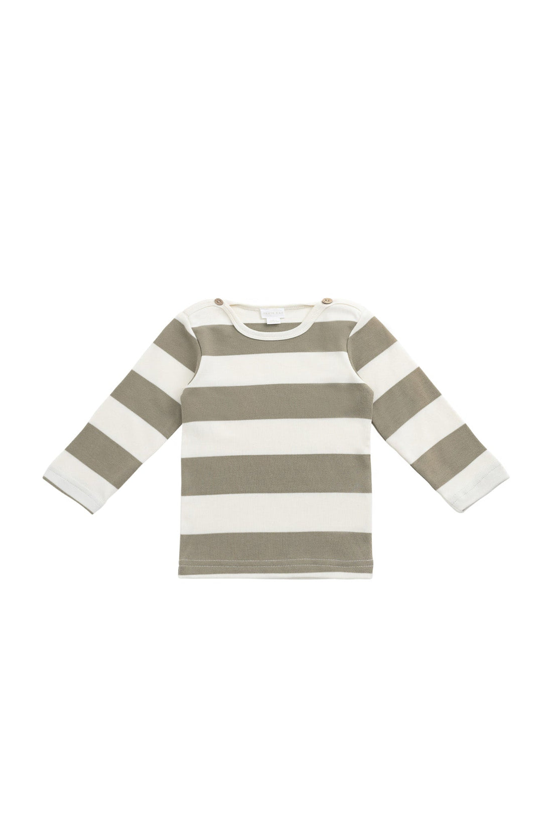 Matteo Pima Cotton Long Sleeve Top - Broad Stripe Cloud/Twig Childrens Top from Jamie Kay Australia