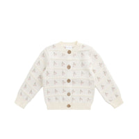 Melody Knitted Cardigan - Cherry Love Jacquard Egret Childrens Cardigan from Jamie Kay Australia